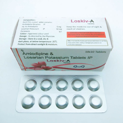 Amlodipine & Losartan Potassium tablets IP Losartan 50 mg + Amlodipine 5 mg Tablets